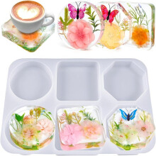 Deep Coaster Resin Mold Silicone Hexagon Heart Shape Square Silicone Mold for Flower Preservation DIY Art