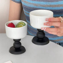 New Ceramic High-Legged Retro Snack Plate Delicate Tea, Fruit and Saucer French Dessert Bowl Tall Wooden Wine Glass