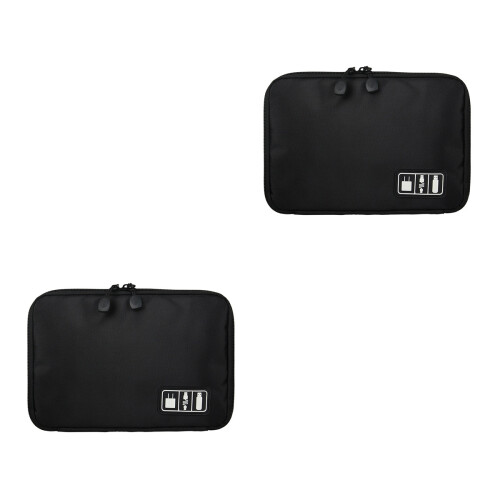2Pièces Organisateur Multi-Accessoires Numériques Noir Nylon Durable 2