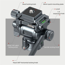 F38 Quick Release Fluid Video Pan-Tilt 360Panoramic Gimbal Pan-Tilt Tilt 145 with Detachable Handle for Tripod Filming
