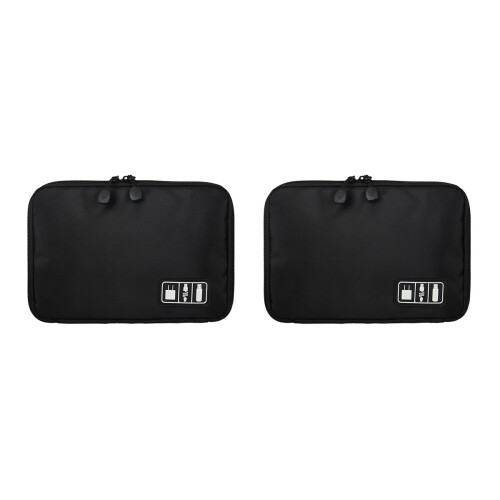 2Pièces Organisateur Multi-Accessoires Numériques Noir Nylon Durable 1