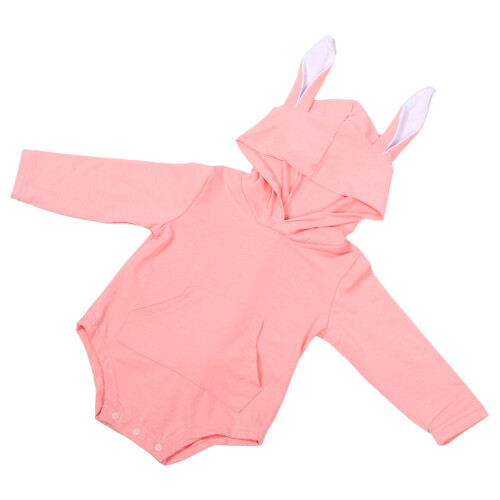 3Pièces Combinaisons Bébé Rose Coton À Longues Oreilles
