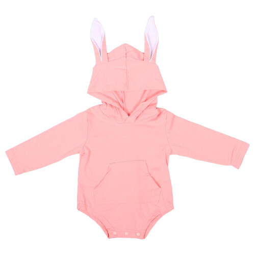 3Pièces Combinaisons Bébé Rose Coton À Longues Oreilles 2