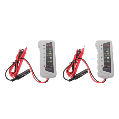 2Pièces Testeur Batterie Auto Gris Clair Pour 12V 2