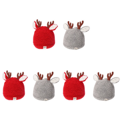 6Pièces Bonnet Laine Hiver Tricoté Faon 2