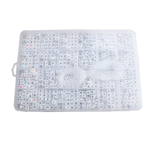 2400Pièces Perles Cube Blanches Pour Bracelets Colliers DIY