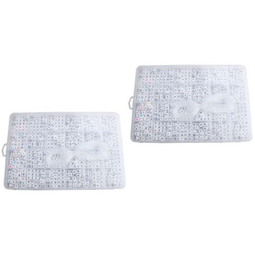 2400Pièces Perles Cube Blanches Pour Bracelets Colliers DIY 2
