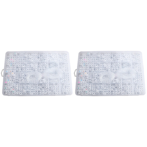 2400Pièces Perles Cube Blanches Pour Bracelets Colliers DIY 1
