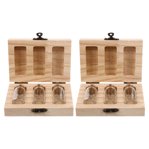 4Ensembles Boîte Mémoire Bébé Khaki Bois Pour Dent