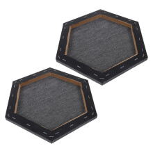 2St Zwarte Hexagon Art Boards Van Hout En Linnen Voor Olieverf