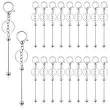 20 Pcs Beadable Keychains Bars, Metal Beaded Keychain Bar, Blank DIY Keychains for Beads Beaded Keychain Making Kit