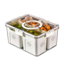 Fruit Tray for Large Picnic Refrigerator Food Storage Transparent Snack Box in Kitchen 4 Grids