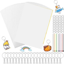 150PCS Shrinky Plastic Sheets Kit, Shrink Paper Keychain Kit for Kids Marking, DIY Ornaments or