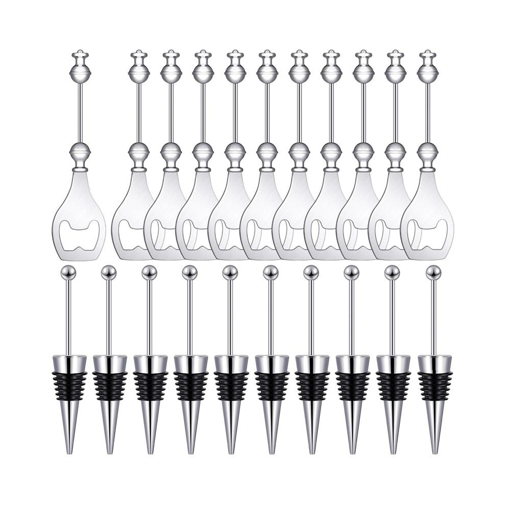 Beadable Wine Stoppers Beadable Beer Opener Set 10 Decorative Beaded Wine Bottle Stopper 10 Alloy Reusable Bottle Opener