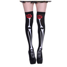 (Style F) Skeleton Halloween Silk Stockings Woman Black Knee High Socks House Ghost Props