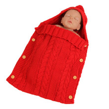 (Red)Sacco a pelo in maglia bambino autunno inverno bottoni passeggino sacco a pelo