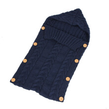 (Navy Blue)Sacco a pelo in maglia bambino autunno inverno bottoni passeggino sacco a pelo