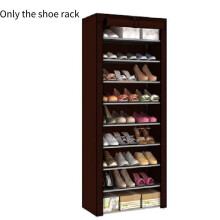 (Brown) 10 Cabinet Tier Storage Organiser Shoe Rack Black Stand Holds Pairs 27 Dustproof