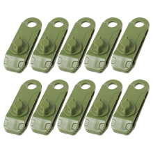 10pcs Camping en Plein Air Tente Coupe-Vent Réutilisable Fixation Requin-Clips Pinces Tarp Cordon Boucle Tendeur Tente Armée Vert
