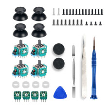 4 Stück Analog-Joystick mit Sensormodul für PS5-Controller, 3D-Analog-Joystick-Potentiometer mit Joystick-Kappen-Reparatursatz