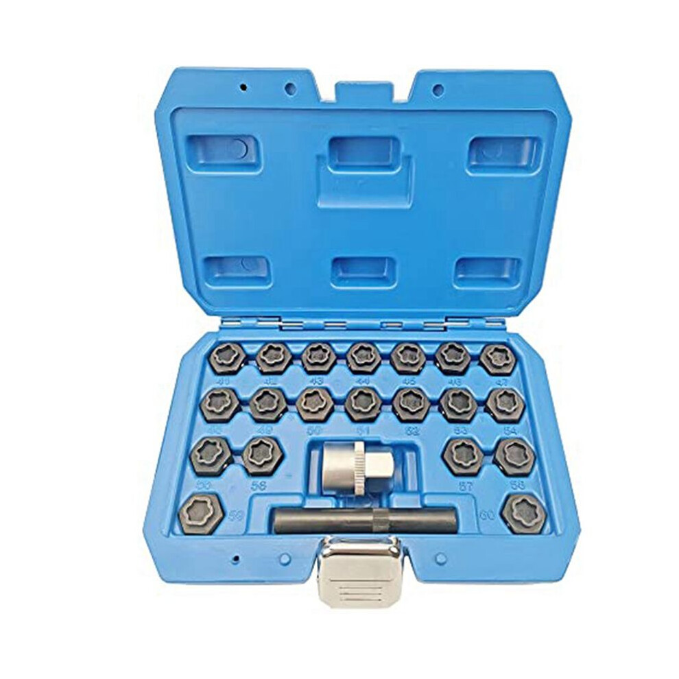 22Pcs Wheel Locking Nut Key Kit, Wheel Lock Nut Socket Adapter Set, Wheel Anti-Theft Lug Nut Removal Tool 6031470057373