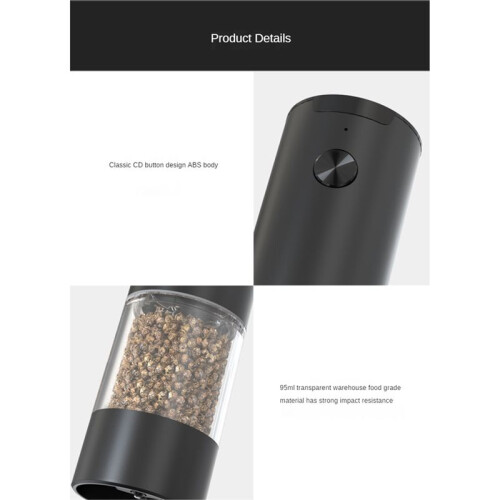 Electric Salt and Pepper Grinder One Hand Automatic Operation Adjustable Coarseness Battery Powered Automatic Grinding-B 2