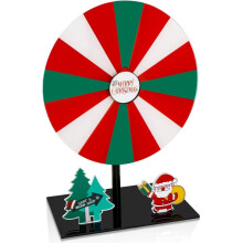Roue de Prix de Noël, Roue Rotative Effaçable à Sec pour Prix avec Support, Roulette de Table à Faire Tourner la Roue