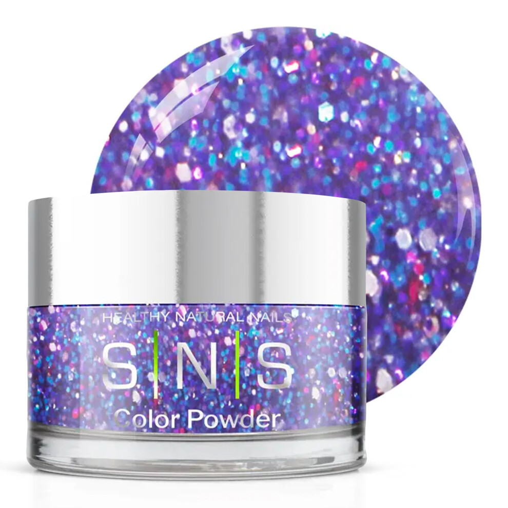Sns Healthy Natural Sns Nail Dip Powder Colors, Gelous Color Dipping Powder - Macaroni Chill (Purple Glitter) - Long-Lasting Low-Odor Dip Nail Colors For Healthier Nail B