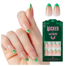 WICKED X KISS Press On Nails, ?hrillifying! Grün, Mittlere Mandel, Wasserdicht, Chip-fest, 28 Fake Nägel