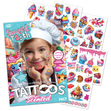 Savvi - 50 Tatuaggi Temporanei Dolce: Profumo di Marshmallow, Inchiostro Sicuro per la Pelle, Ideali per Feste di Compleanno