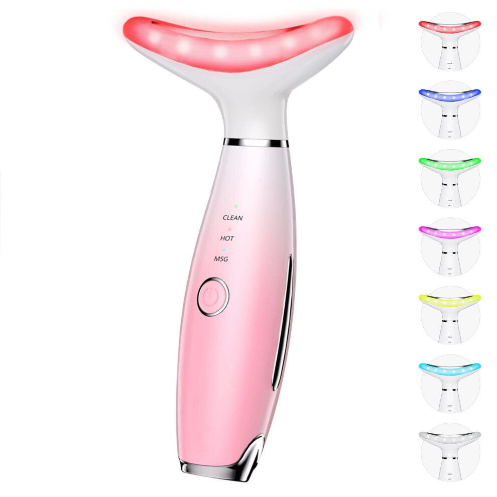 Dopsikn Red/Light 7 Color Galvanic Machines - Therapy For Face And Neck, Face Massager Tool For Wrinkles, Double Chin, Vibrating Facial Massager With