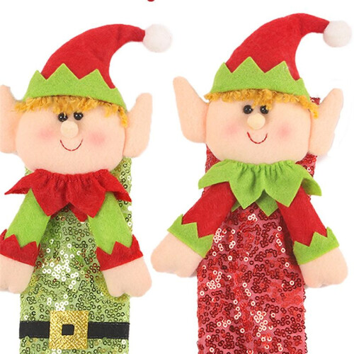 2PCS Christmas Refrigerator Handle Covers Cute Door Handle Gloves Sequin Handle Protector Cartoon for Fridge Microwave 1