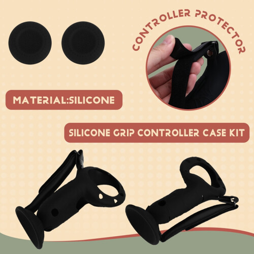 Upright Silicone Grip Controller Case for Meta Quest 3S - Comfortable Convenient Replacement Battery Black 1