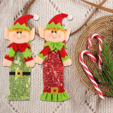 2PCS Christmas Refrigerator Handle Covers Cute Door Handle Gloves Sequin Handle Protector Cartoon for Fridge Microwave