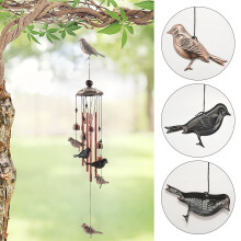 Bird Wind Chimes Waterproof Metal Wind Bells with 4 Aluminum Tubes 6 Bells Romantic Wind Chime for Home