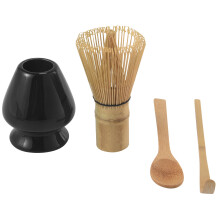 Matcha Green Tea Whisk Set - Whisk+Scoop+Tea Spoon+Black Whisk Holder