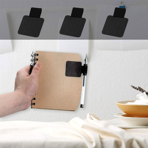 12 Pack Pen Loop Holder, Self-Adhesive Pen Holder Pencil Elastic Loop for Notebooks, Journals, Calendars (Black) 2