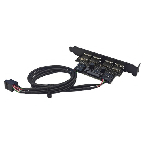 Carte D'Extension USB PCIE Double 9 Broches Vers 4  USB 2.0 pour Ordinateur de Bureau Windows 10/11 2
