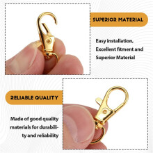 50 Pcs Swivel Clasps Lanyard Snap Hook,Metal Swivel Lanyard Snap Hook Lobster Claw Clasp Gold