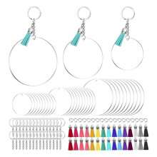 Acrylic Keychain Blank Set: 3 Inch 2.5 Inch 2 Inch Round Clear Acrylic Blanks,for DIY Keychain