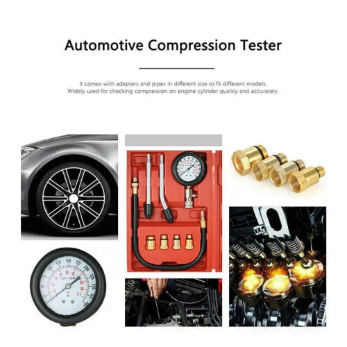 8Pcs Petrol Engine Cylinder Compression Tester Kit Gauge Tool for Automotive 1