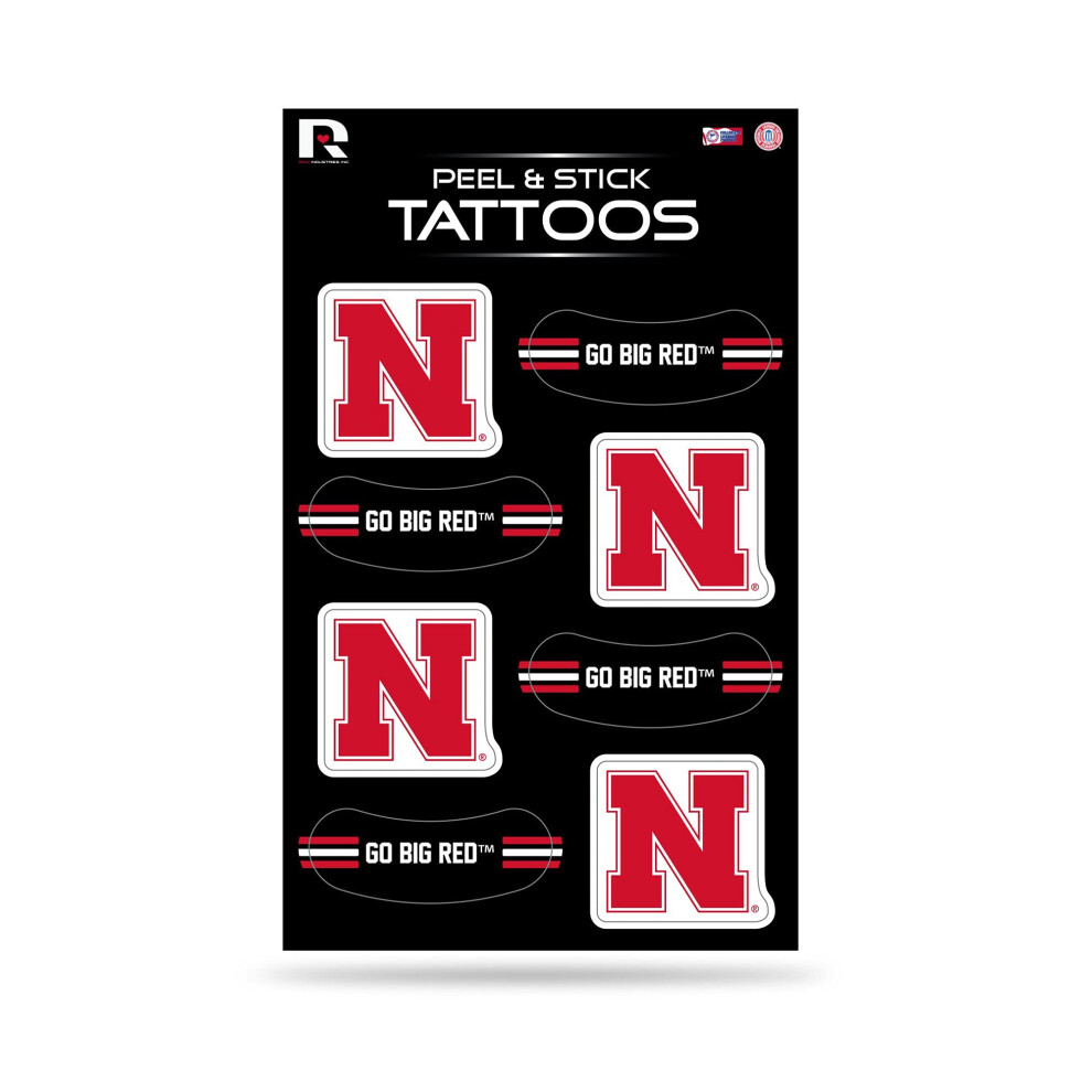 Rico Industries Black Ncaa Nebraska Cornhuskers Peel & Stick Temporary Tattoos - Eye - Game Day Approved!