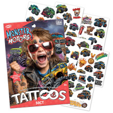 Savvi - 50 Tatuaggi Temporanei Motori Mostruosi: Inchiostro Sicuro per la Pelle, Perfetti per Compleanni, Regali per Bambini 4-12+
