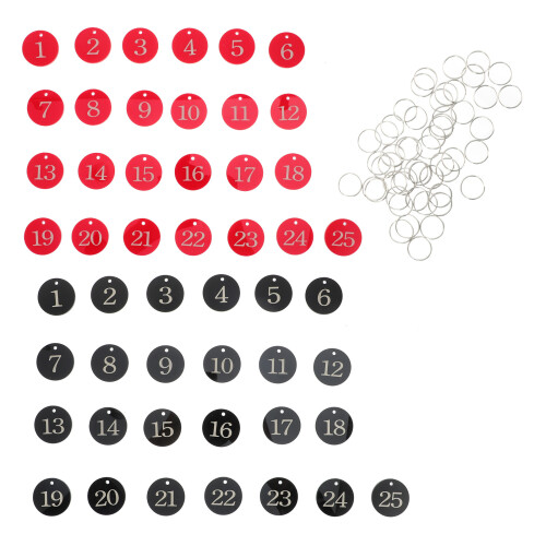 1Ensemble Porte-Clés Numéroté En Gravé Couleurs Assorties