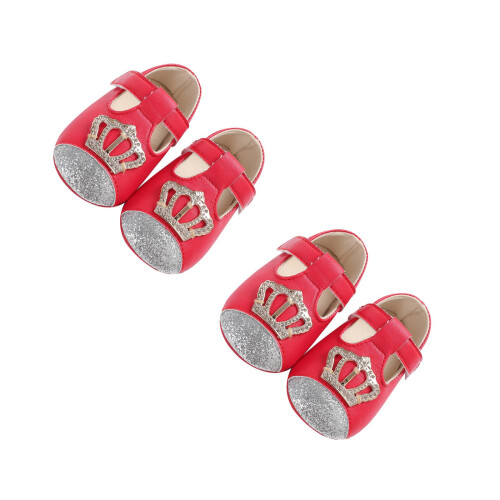 2Paires Chaussures Bébé Rouge Confortables Material Antidérapant 2