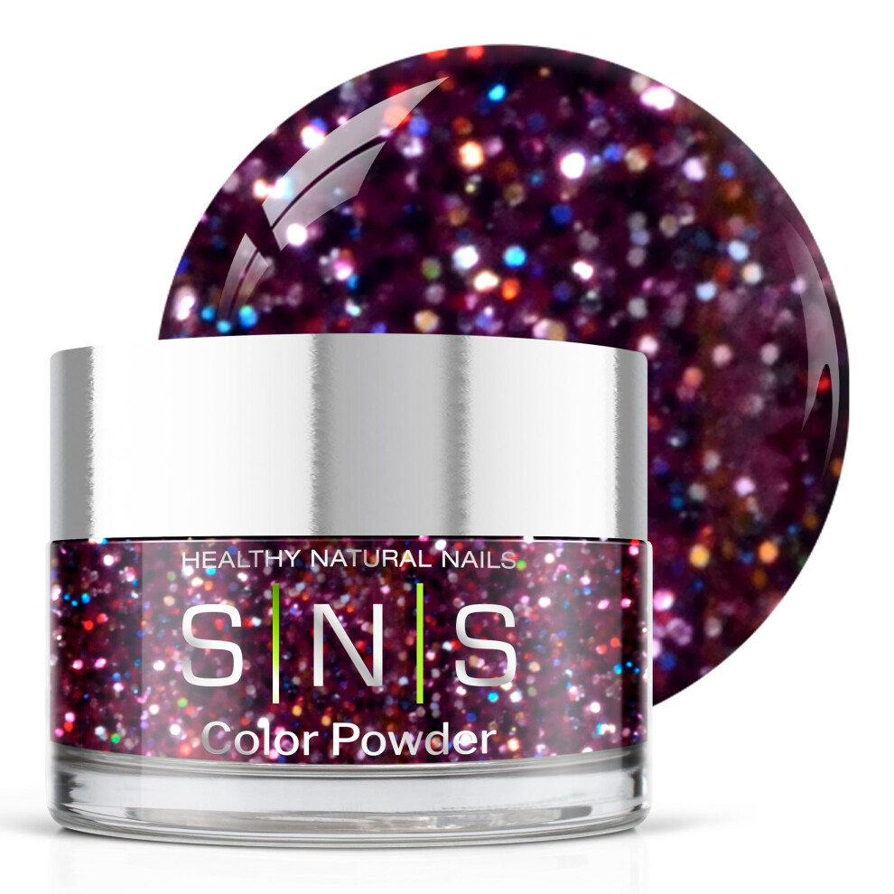 Sns Healthy Natural Sns Nail Dip Powder Colors, Gelous Color Dipping Powder - New Year's Parade (Wine, Purple Glitter) - Long-Lasting Low-Odor Dip Nail Colors For Healthi