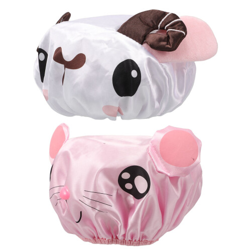 6Pièces Bonnets De Bain Cartoon Étanches PVC Pour Multicolores 2