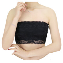 2Pièces Bandeau Tube Top Noir Strapless Pour Été Femme