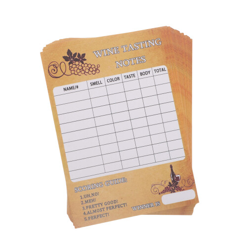 60Pièces Cartes Analyse Vin Papier Notes