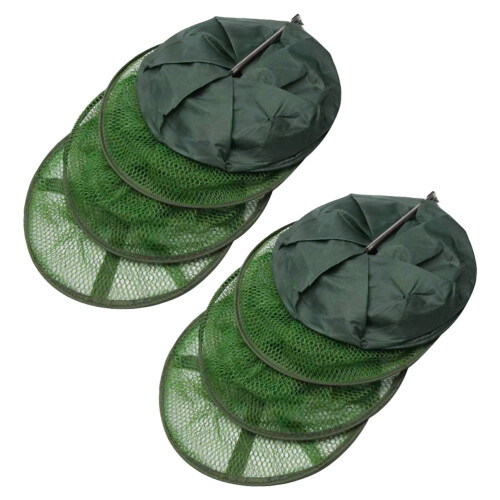 8Pièces Panier Filet Pliable Vert Olive PU Pour Crustacés 1